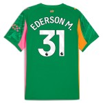 Günstige Fußballtrikots Manchester City Ederson M. 31 Torwart 2025-26 Grüne Kurzarm